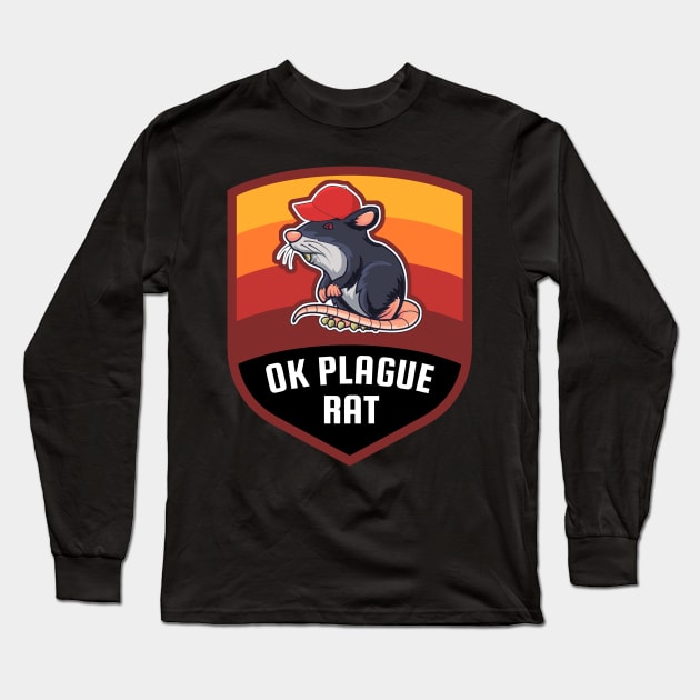 OK Plague Rat Red Hat Gradient Badge Long Sleeve T-Shirt by aaallsmiles